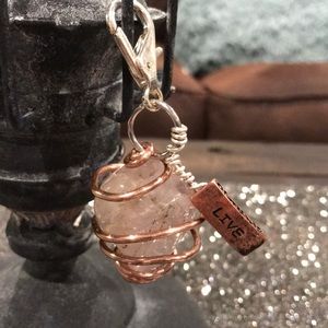 Crystal key fob with polished amethyst crystal